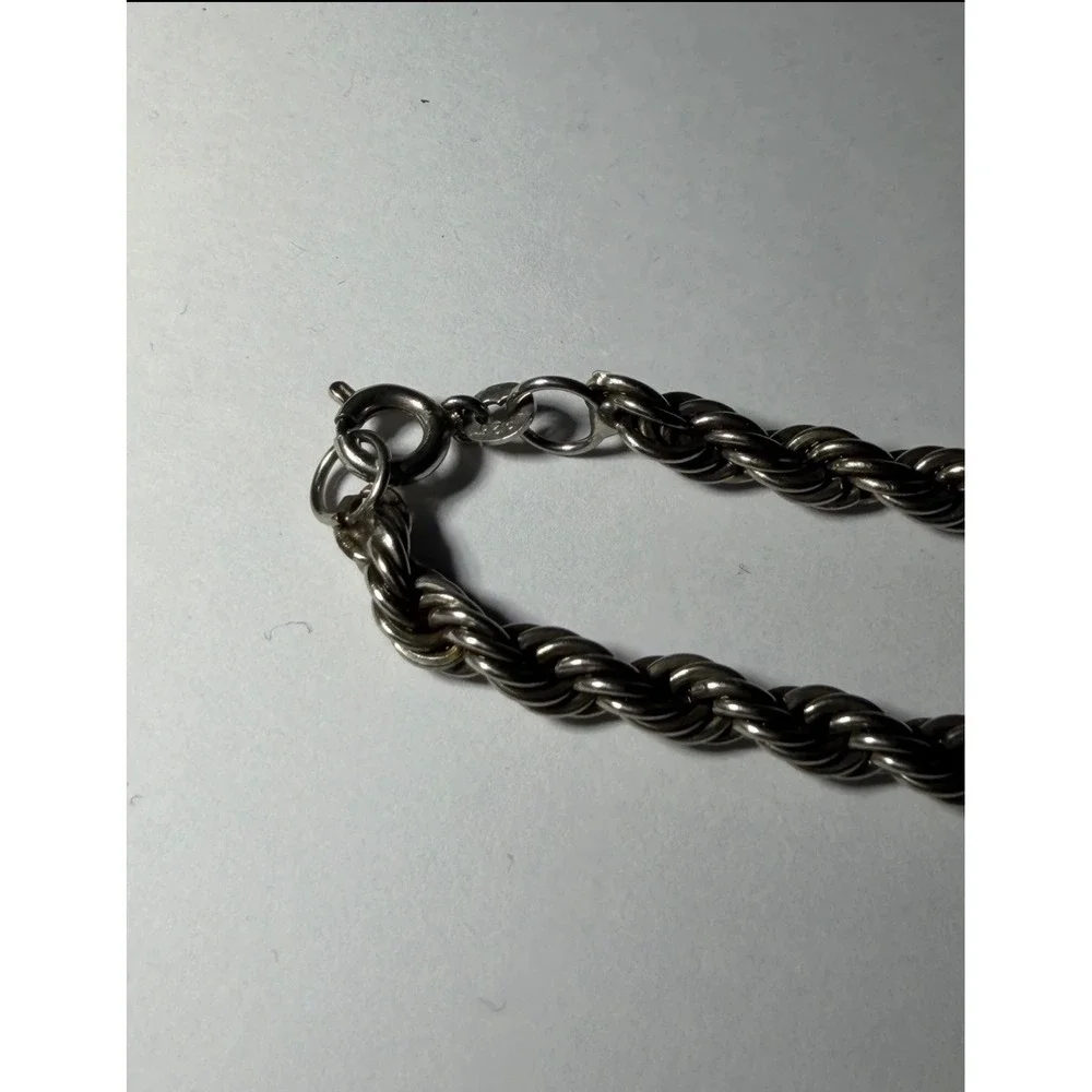 925 Sterling Silver Rope Chain Necklace 29.21g Heavy Twisted Link Mens Jewelry